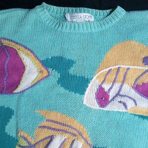 Vintage Rebecca Stone Tropical Fish AOP Crewneck Sweater